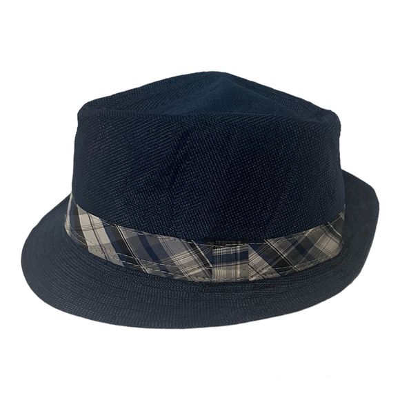 Blue Hipster Hat With Blue Check Headband Fedora Style Headwear - Picture 1 of 10